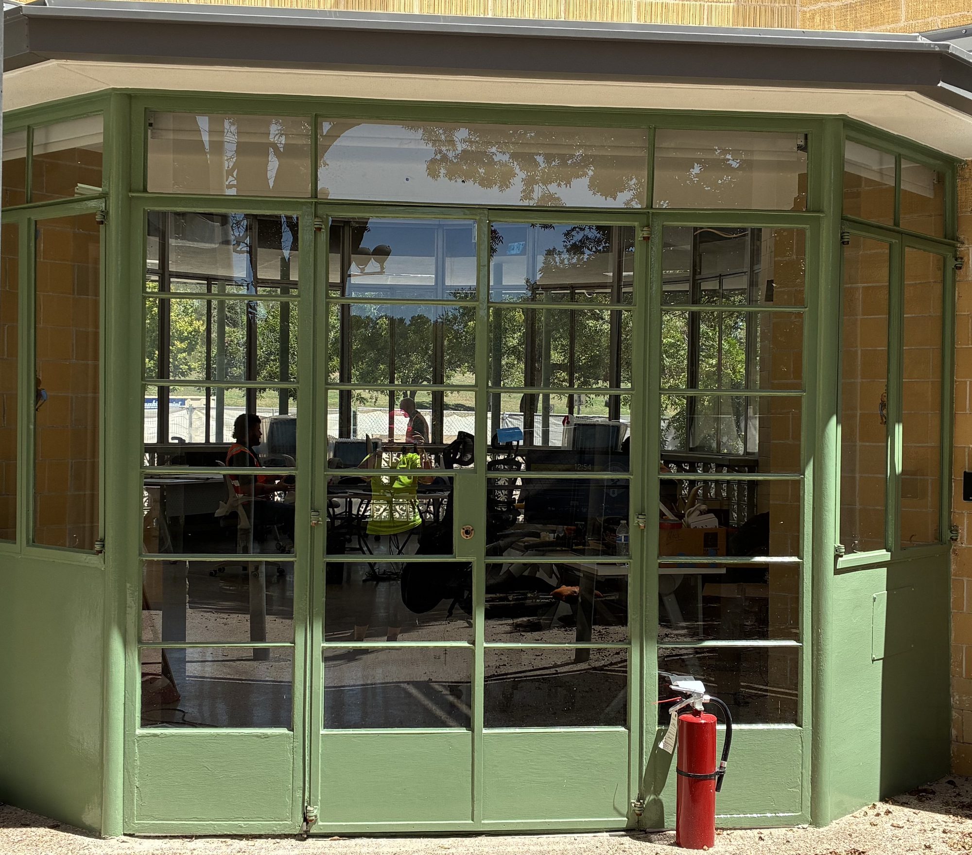 Steel window restoration at the Barton Springs Pool Bathhouse in Austin