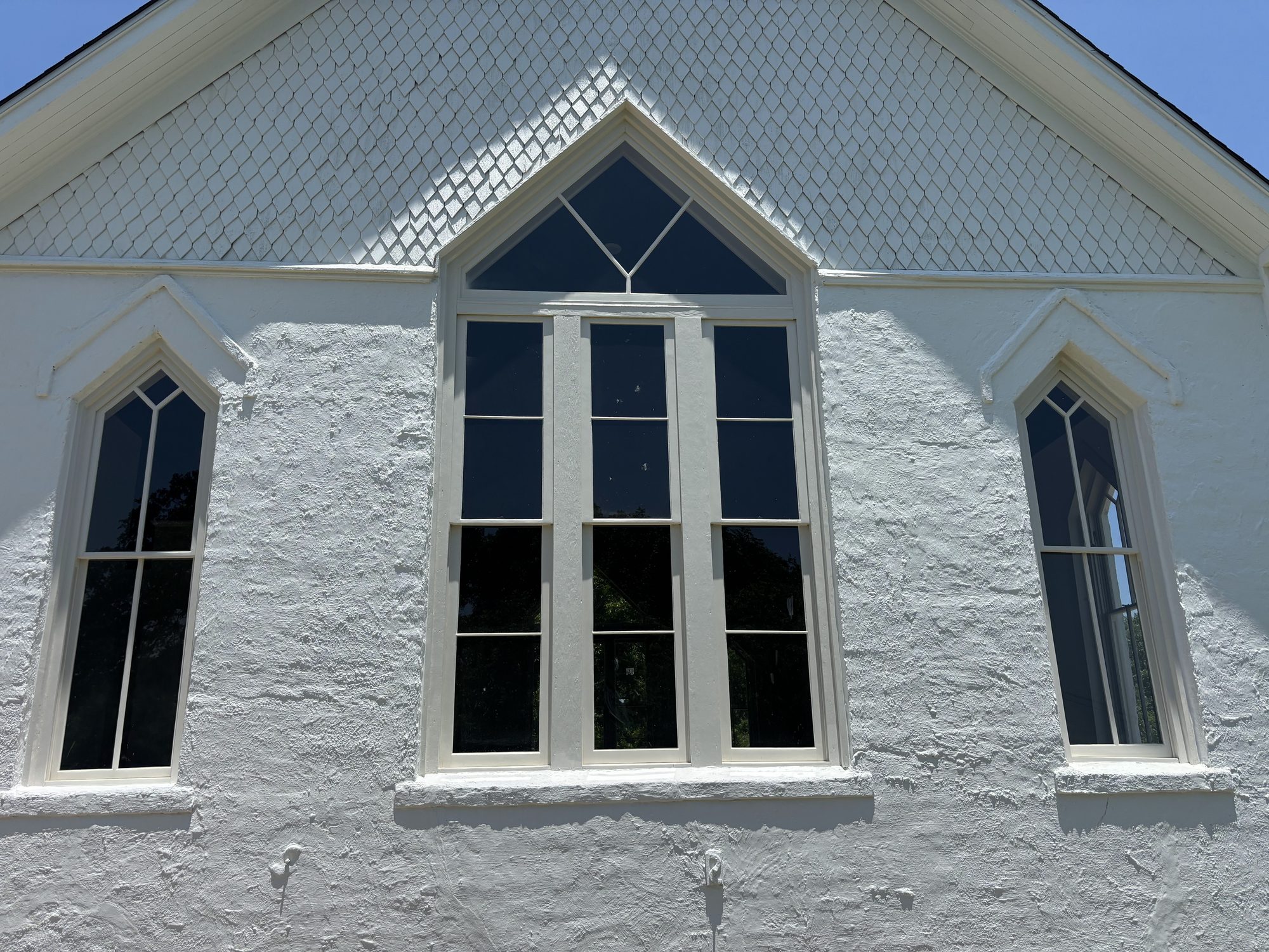 Mount Zion church window restoration in progress