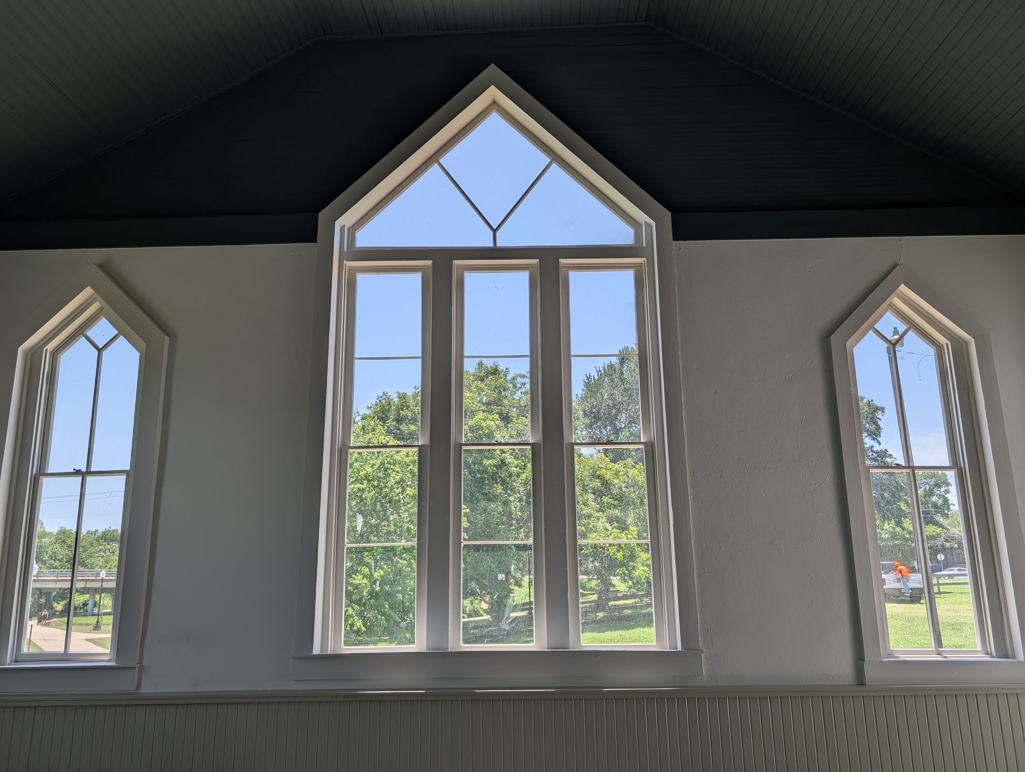 Wood window restoration at Mount Zion United Methodist Church