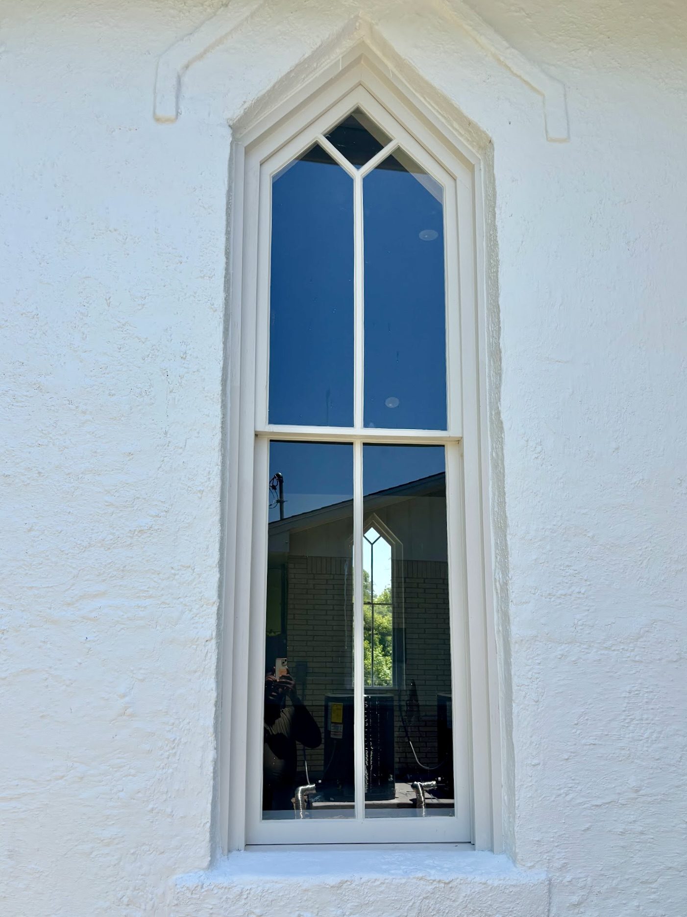 Mount Zion church window restoration in progress