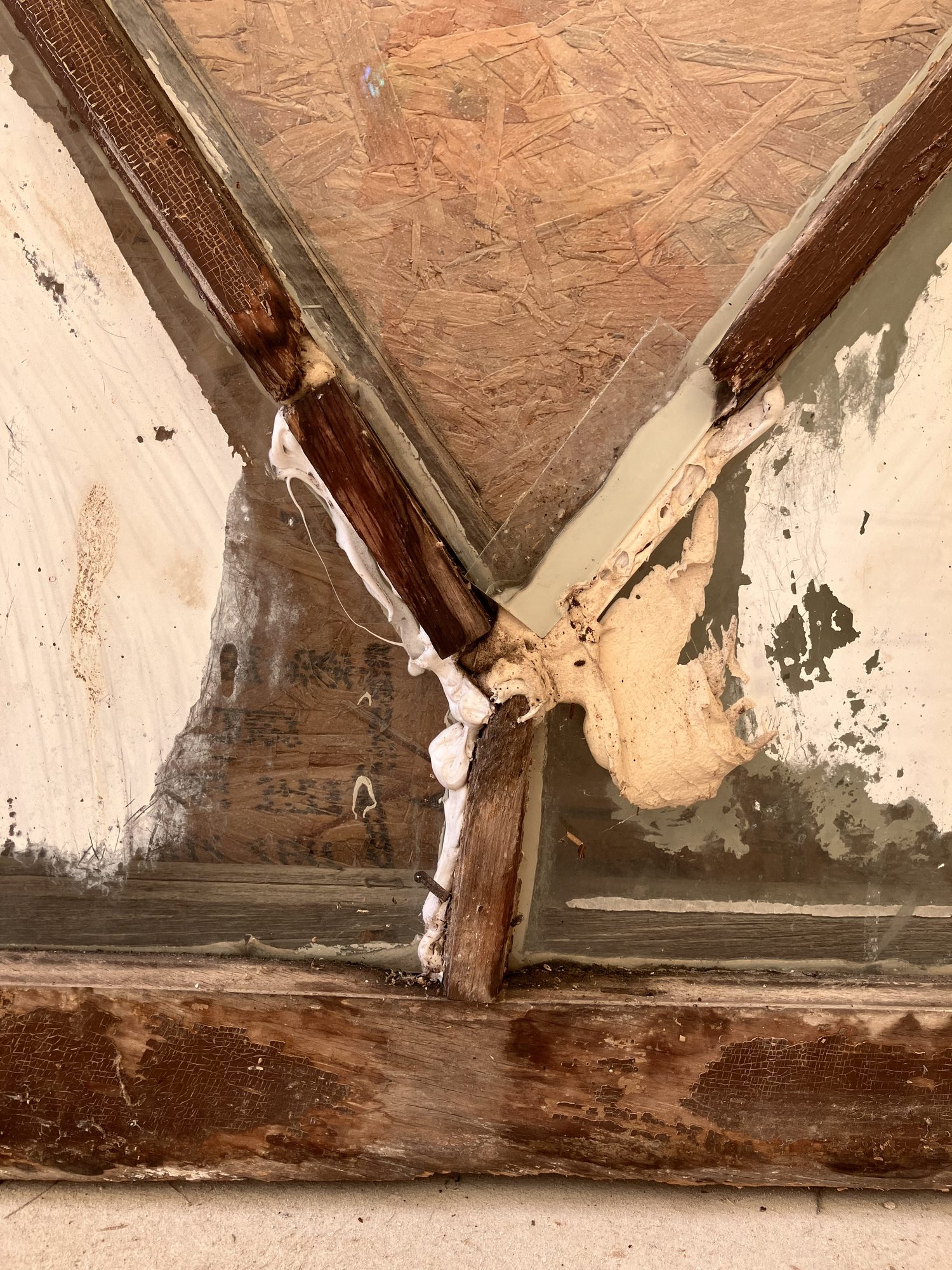 Restored wood window at Mount Zion church in Belton, TX
